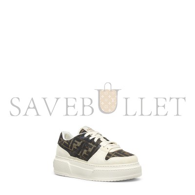FENDI MATCH CANVAS AND WHITE SUEDE PLATFORM LOW-TOPS 8E8572AQ6IF1PYW